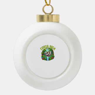 Costa Rica Sloth - Tropical Rainforest Waterfall T Ceramic Ball Christmas Ornament