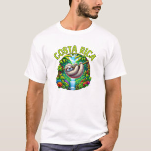 Costa Rica Sloth - Tropical Rainforest Waterfall T T-Shirt
