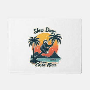 Costa Rica Sloth Vintage Sunset Travel Vector Shir Doormat