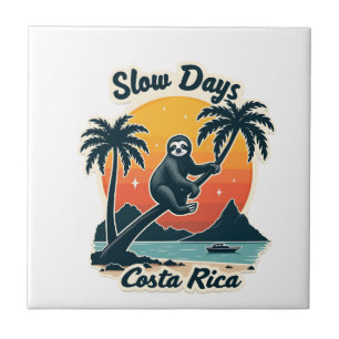 Costa Rica Sloth Vintage Sunset Travel Vector Shir Tile