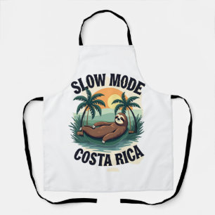 Costa Rica Sloth Vintage Vacation Shirt Apron
