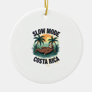 Costa Rica Sloth Vintage Vacation Shirt Ceramic Ornament