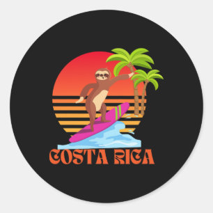 Costa Rica Surfing Sloth Vacation Souvenir _1 Classic Round Sticker