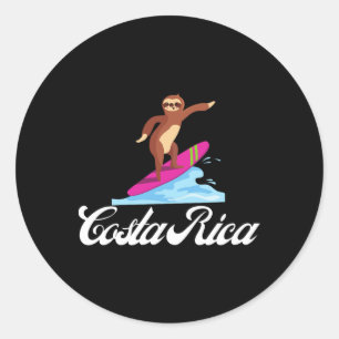 Costa Rica Surfing Sloth Vacation Souvenir  Classic Round Sticker