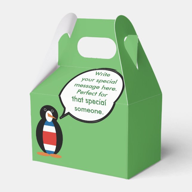 Costa Rica Talking Ms Penguin Personalized  Favor Box (Back Side)