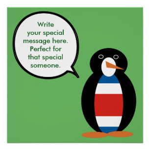 Costa Rica Talking Ms Penguin Personalized Poster