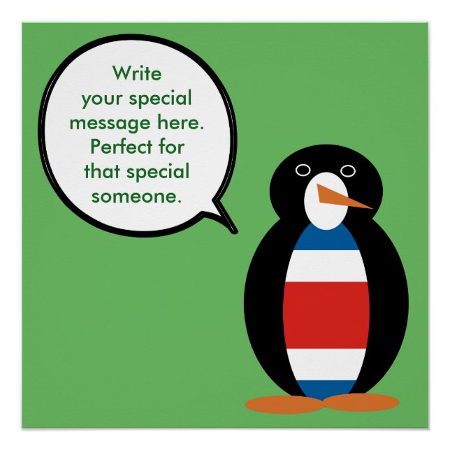 Costa Rica Talking Ms Penguin Personalized  Poster (Front)