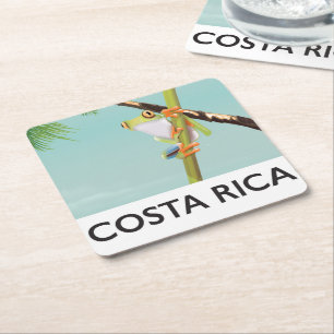 Costa Rica Tree Frog Vacation poster Square Paper Coaster