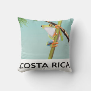 Costa Rica Tree Frog Vacation poster Throw Pillow