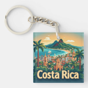 Costa Rica Tropical Coastal Town Keychain