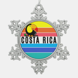 Costa Rica Tropical Toucan Travel Vacation Snowflake Pewter Christmas Ornament