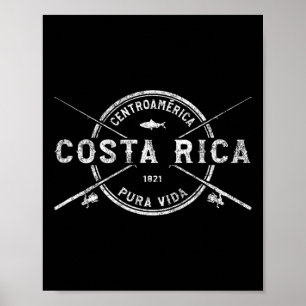 Costa Rica Vintage Crossed Fishing Rods  Poster