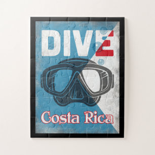 Costa Rica Vintage Scuba Diving Mask Jigsaw Puzzle