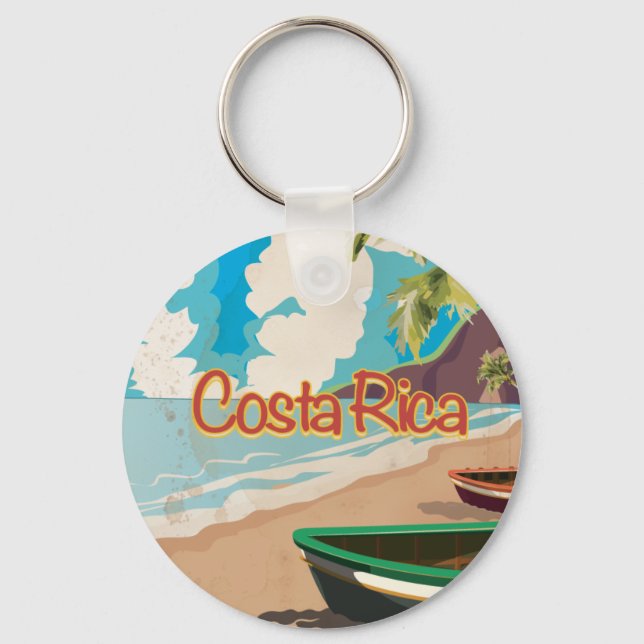 Costa Rica Vintage Travel Poster Keychain (Front)
