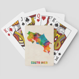 Costa Rica Watercolor Map Playing Cards