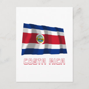 Costa Rica Waving Flag with Name Postcard