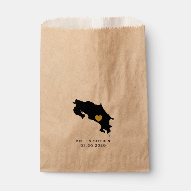 Costa Rica Wedding Favour Treat Sacks, Gift Bags (Front)