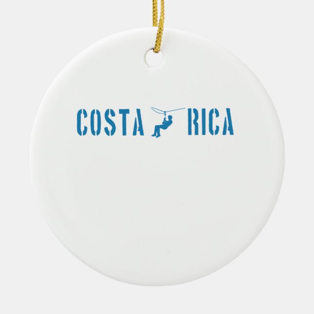 Costa Rica Zip Lining Ceramic Ornament (Front)