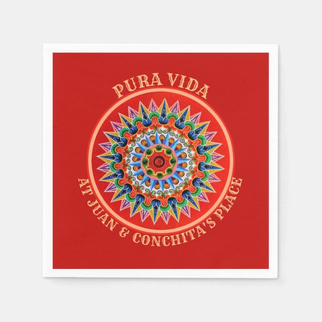 Costa Rican Art with customizable Text Napkin (Front)