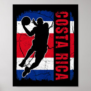 Costa Rican Bysketbyll Player Costa Rica Flag Bysk Poster