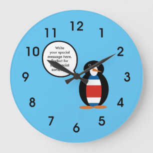 Costa Rican Civil Ensign Penguin Large Clock
