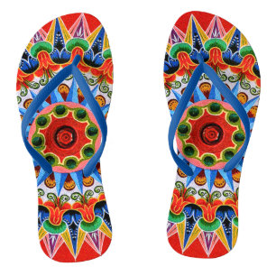 Costa Rican Oxcartwheel Art Flip Flops