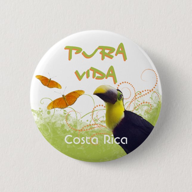 Costa Rican Pura Vida Toucan Button (Front)
