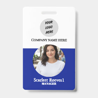 Costom Corporate Employee Business logo blue clip Badge