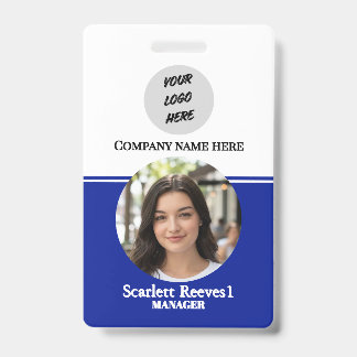Costom Corporate Employee Business logo blue clip Badge