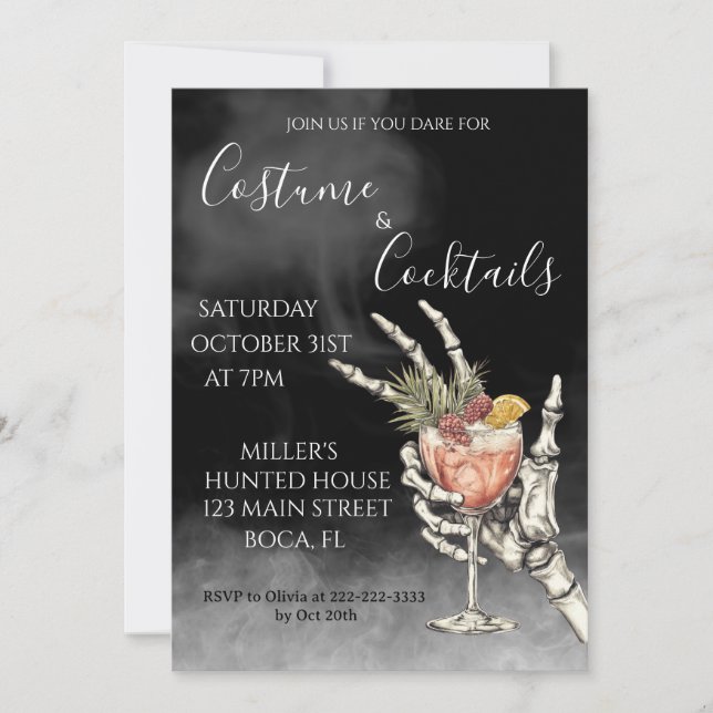 Costume and cocktails Halloween Party  Invitation (Front)