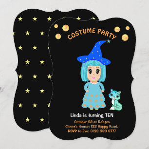 Costume Birthday on Black Invitation