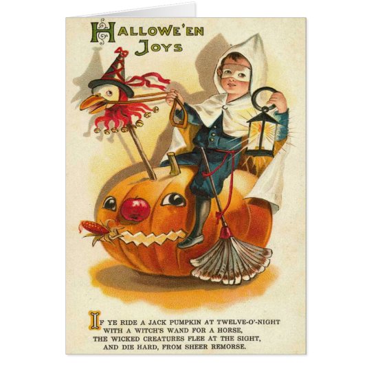 Costume Boy Jack O' Lantern Pumpkin Apple Card