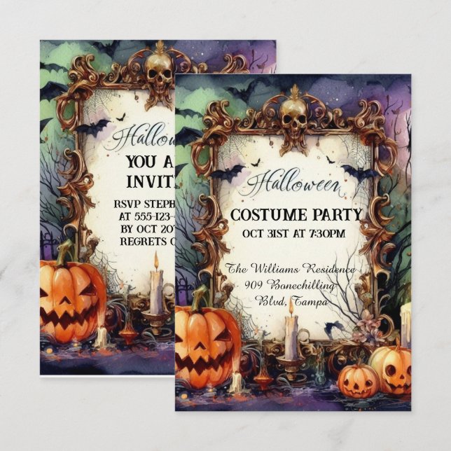 Costume Carnival Call: Tailored Halloween Invitati Invitation (Front/Back)
