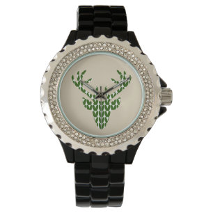 costume clock, costume jewelry deer head hunter watch