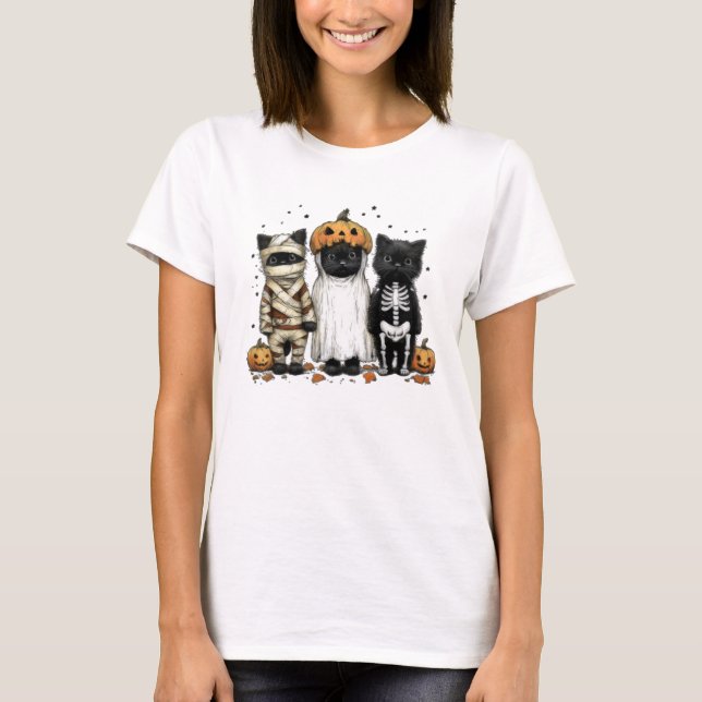 Costume de chats d'Halloween mignon T-shirt (Devant)