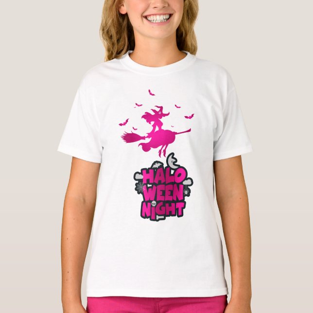 Costume de nuit d'Halloween pour filles T-shirt (Devant)