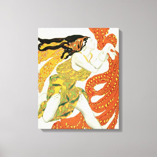 Costume design for a bacchante in 'Narcisse' Canvas Print (Front)