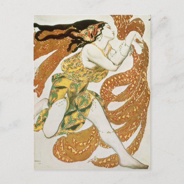Costume design for a bacchante in 'Narcisse' Postcard (Front)