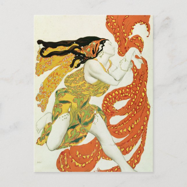 Costume design for a bacchante in 'Narcisse' Postcard (Front)