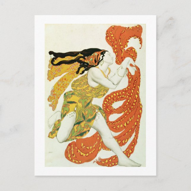 Costume design for a bacchante in 'Narcisse' Postcard (Front)