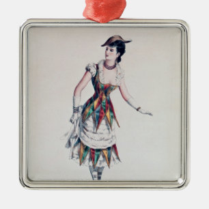 Costume design for a female harlequin, c.1880 metal ornament