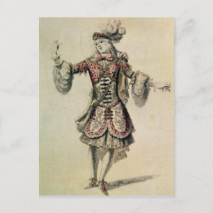 Costume design for a male dancer, c.1681 postcard