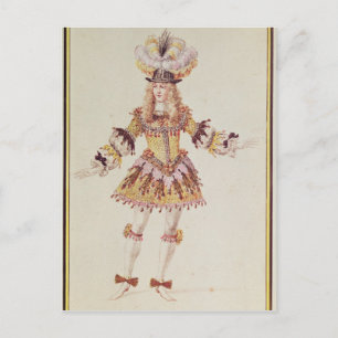 Costume design for male dancer, c.1660 postcard