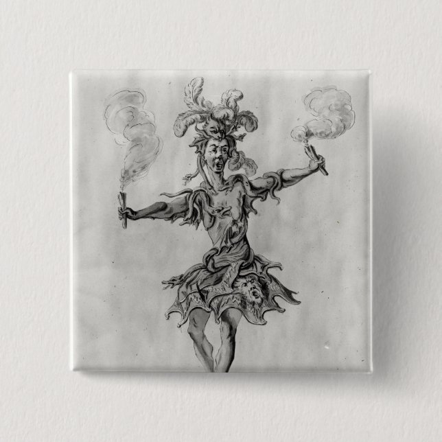 Costume design for the ballet 'Medusa' 2 Inch Square Button (Front)