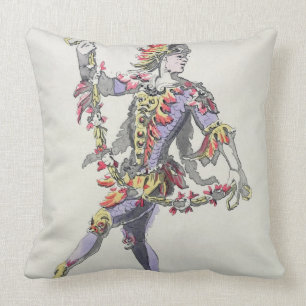 Costume design for Triton, in a 17th century balle Throw Pillow