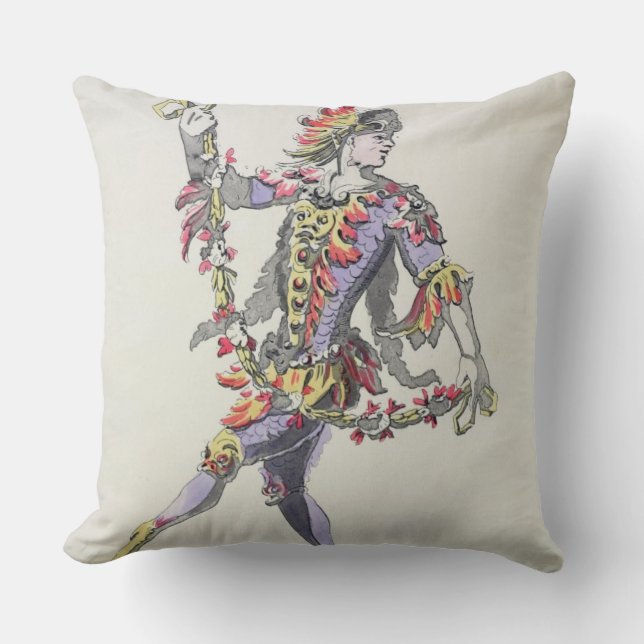 Costume design for Triton, in a 17th century balle Throw Pillow (Front)