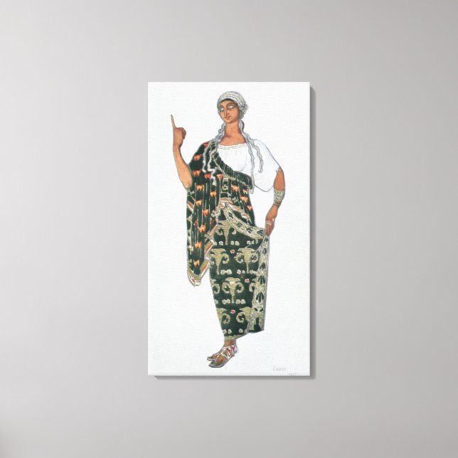 Costume design from Phedre, 1917 (colour litho) Canvas Print (Front)
