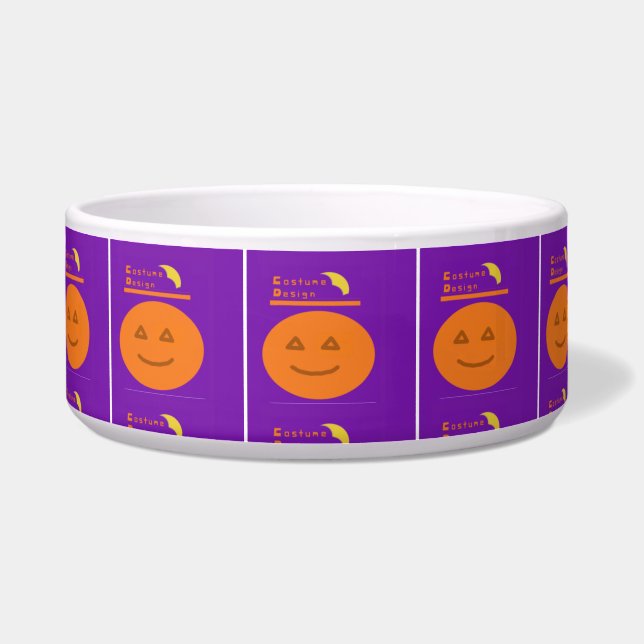Costume Design Pumpkin Ceramic Pet Bowl (Front)
