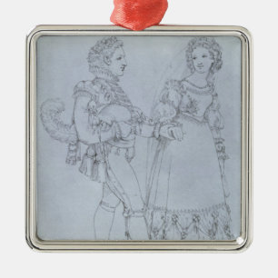 Costume designs Figaro and Susanna from opera Metal Ornament