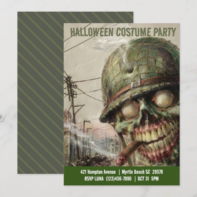 Costume d'Halloween adulte Zombie Invitations (Devant / Derrière)
